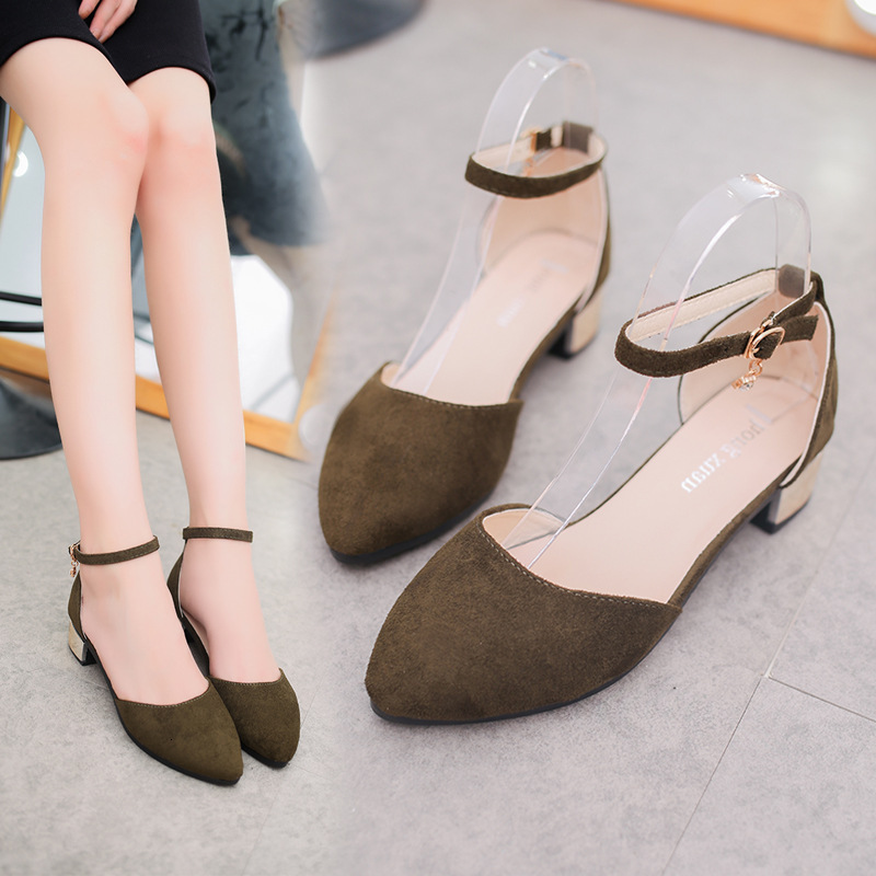 Summer Ddmywed Spring Shallow Mouth Hollow Singles Shoes Headband One Line Buckle With Pointed Point Thick Heel Women S Sandals Chinese Brand F Ddmysa