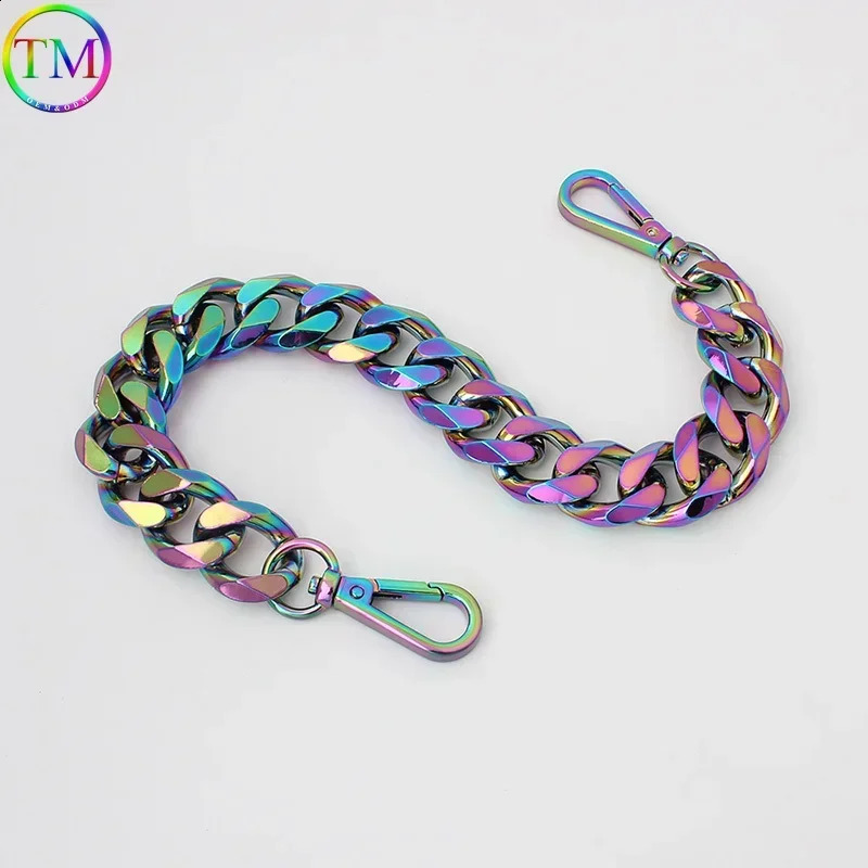 1-3 pieces of 30-100cm rainbow thick circular aluminum chain durable metal snap fasteners used for wallet chain bags and wallet accessories 241223
