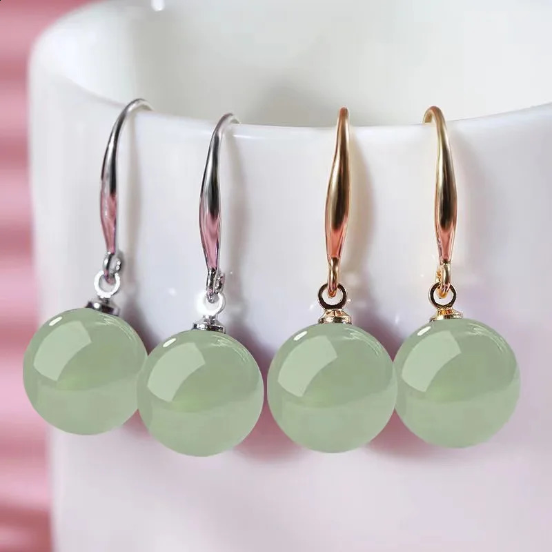 Vintage green jade earrings White Pearl 18K Gold 925 Sterling Silver Stud Earrings for Women Fine Jewelry Gift 241223