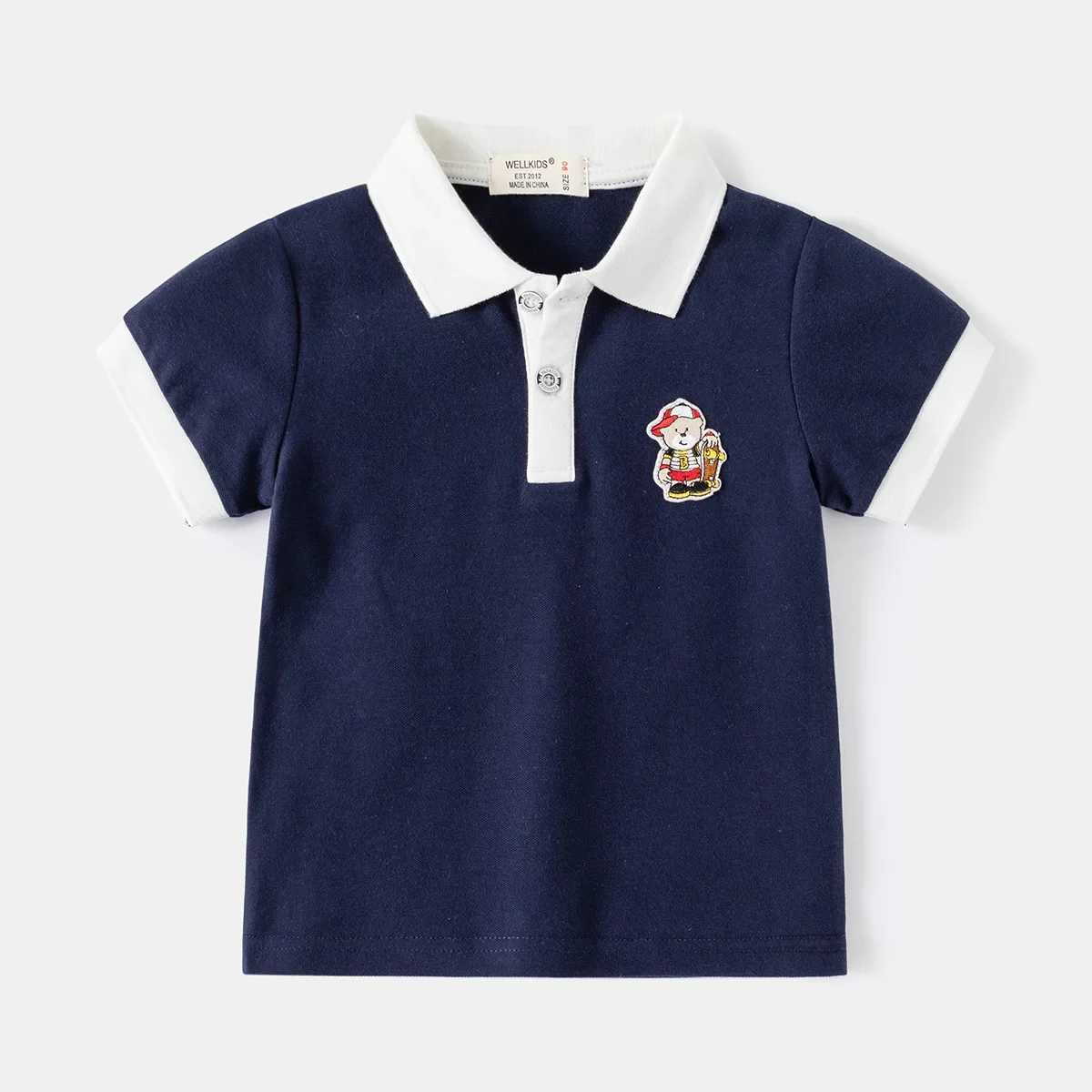Boys polo shirt short sleeved summer 90-130cm childrens top childrens T-shirt soft boys clothing W241223