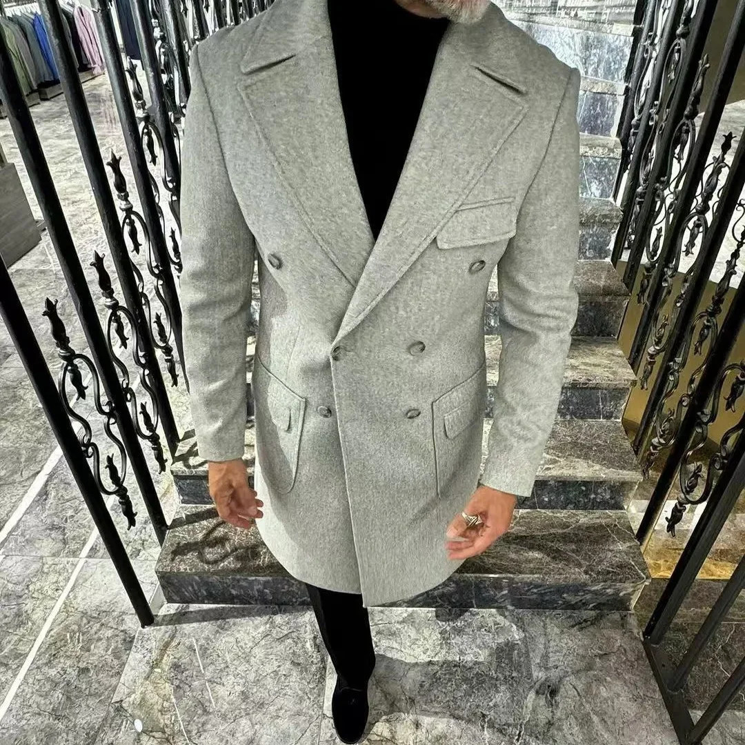 Independent Station AutumnWinter Mens Fashionable Woolen Lapel MediumLength Casual Overcoat Jacket 241220