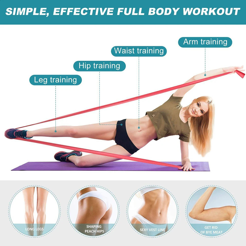 Resistance Bands Pilates Yoga Sport Training Fitness Exercise Home Gym Elastic Band Natural Rubber Latex Accessories 241216