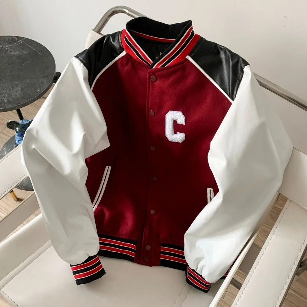 Teddy Leather Stitching C-word Wool Baseball Uniform Ce Home Letters Mens And Womens High-end Fashion Jacket 241220