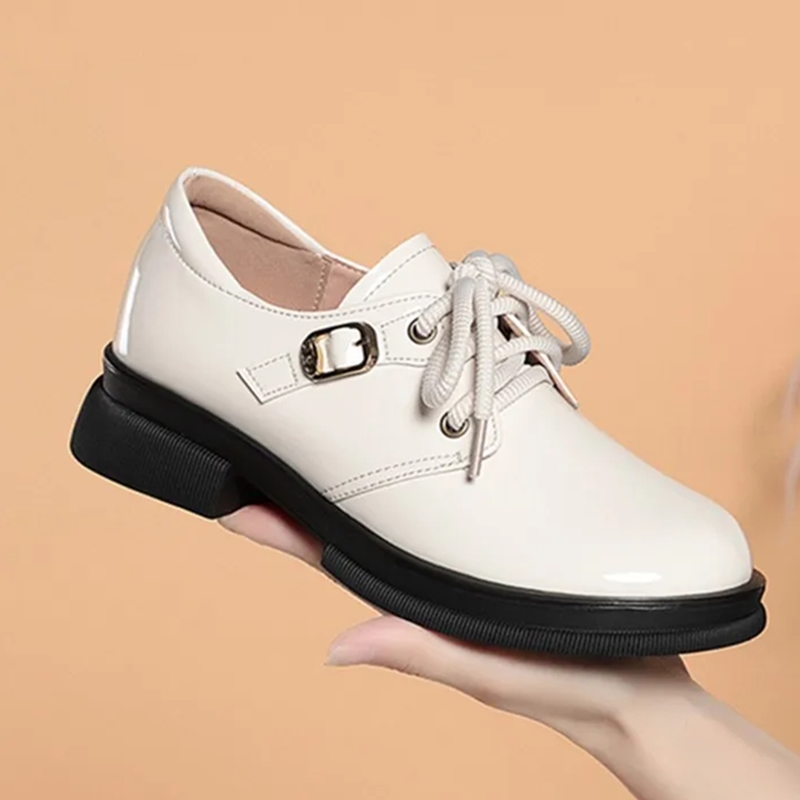 AIYUQI Women's Shoes Large Size Fall Genuine Leather Women's Shoes Lace-up British-style Non-slip Women's Shoes