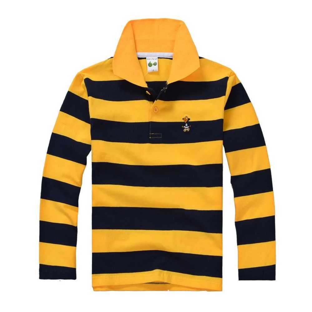 Autumn polo shirt 3-14Y childrens T-shirt baby boy striped top spring childrens long sleeved cotton comfortable boy T-shirt W241223