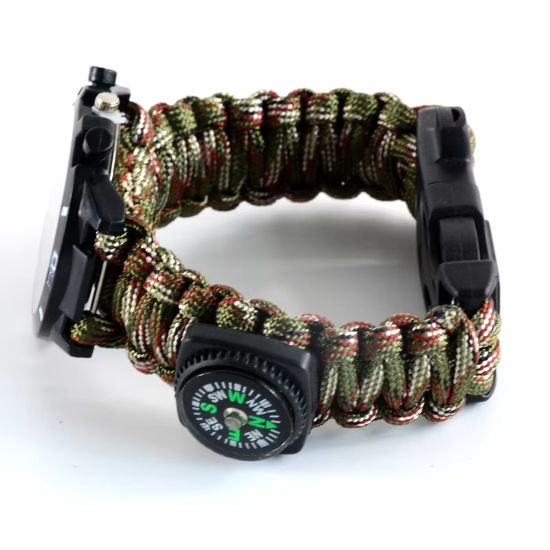 outdoor waterproof multifunctional survival paracord watch band paracord bracelet watch