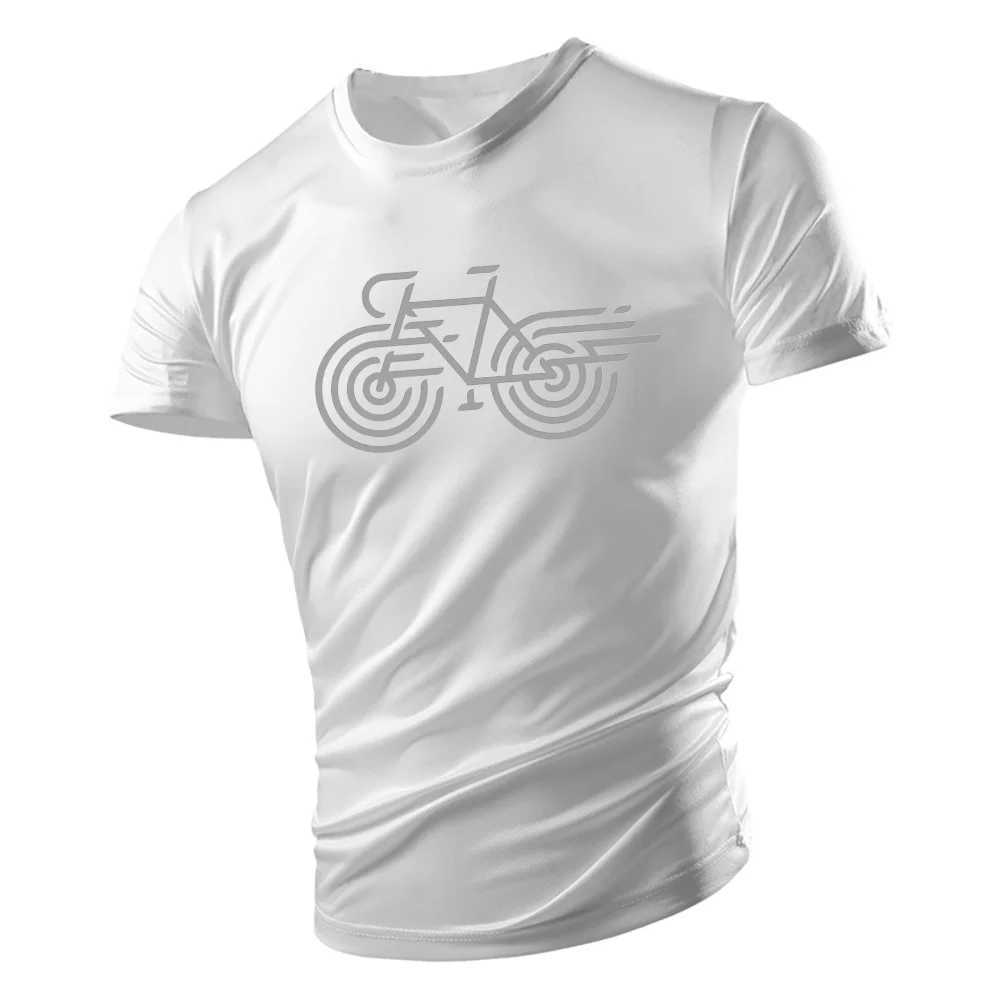 Mens Simple Bicycle Printed T-shirt Mens Sports Quick drying Short sleeved Mens T-shirt W241223