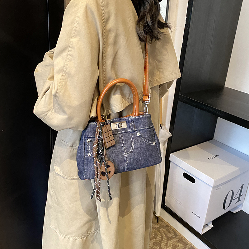Women's Canvas Crossbody Bag - Single Shoulder Flap Square Bucket Bag, Casual Cowboy Style New Free Delivery Designer Bag