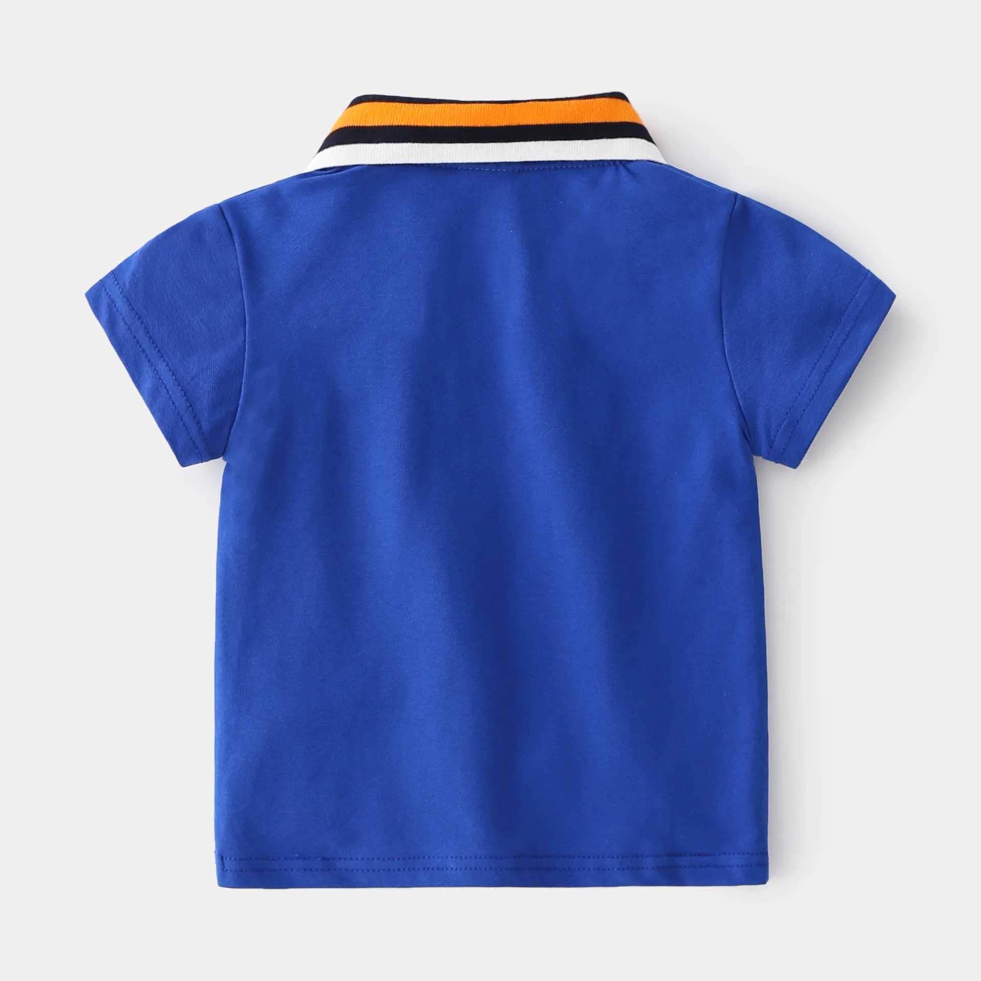 Summer boys short sleeved cute casual breathable cotton hippopotamus print T-shirt childrens colorful polo shirt 3-8 years old W241223