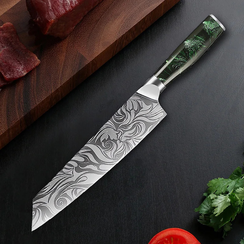 Kitchen knife stainless steel chef slicing practical knife super sharp Santoku breadcrumbs grinding knife resin handle cooking tool 241224