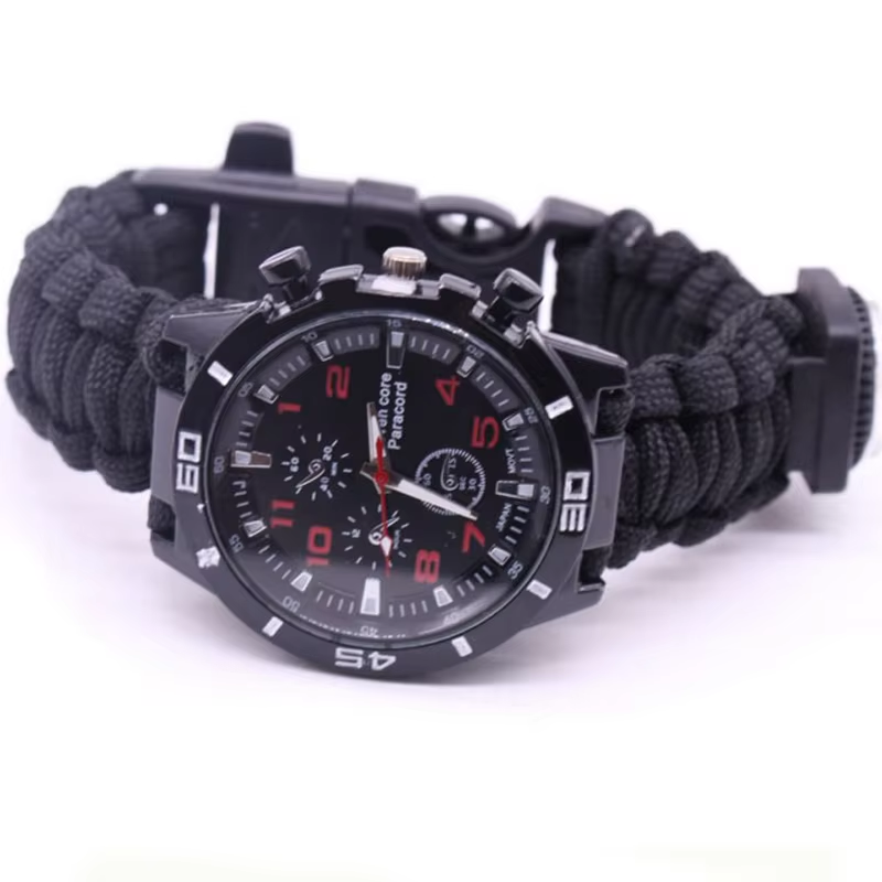 outdoor waterproof multifunctional survival paracord watch band paracord bracelet watch