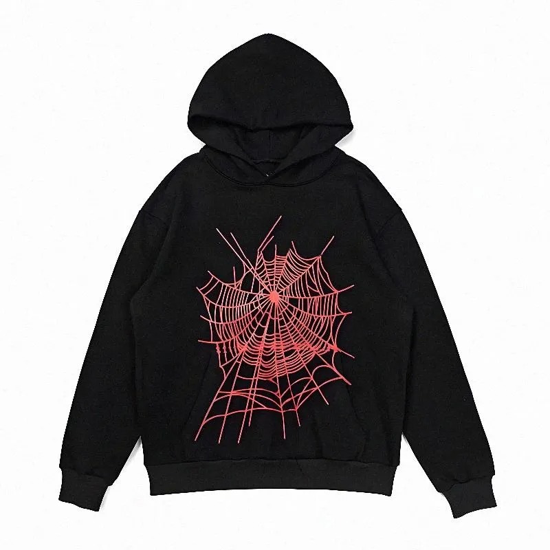 Quality Fall/Winter Spider Web Suit Patterned Fluffy Print Women's Fashionable sweatpants Men's Designer Hip Hop Rock Hoodie New Cotton Foam Casual Hoodie