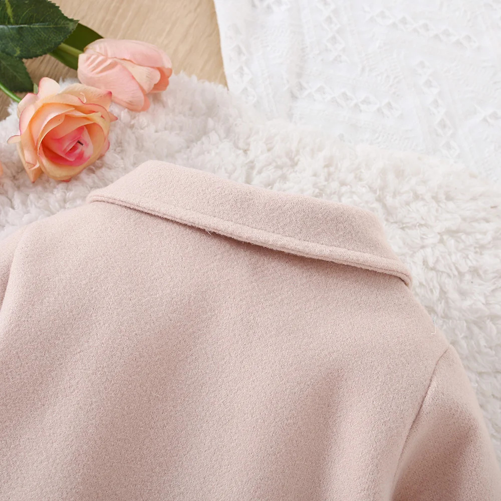 GirlS Coat For Spring And Autumn Baby Girl Solid Color Two Bows Single Breasted Decoration Casual Windbreaker Jacket 241223