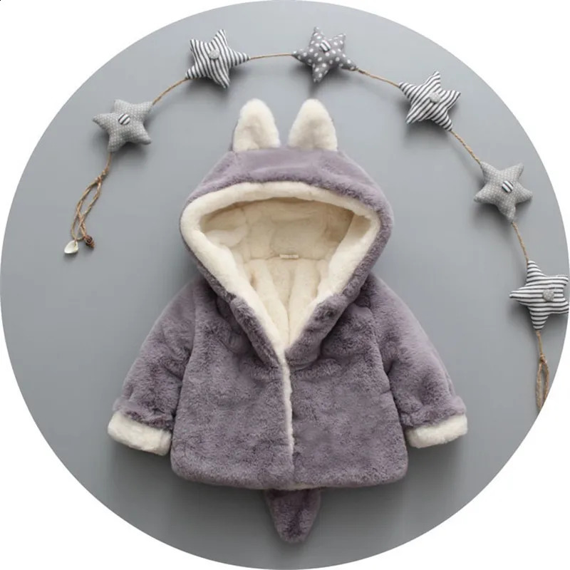 Baby Girls Warm Jackets Boys Hooded Outerwear 0-4 Years Baby Clothing Winter Thick Wool Fur Coat Infant Kids Cute Plush Jacket 241223