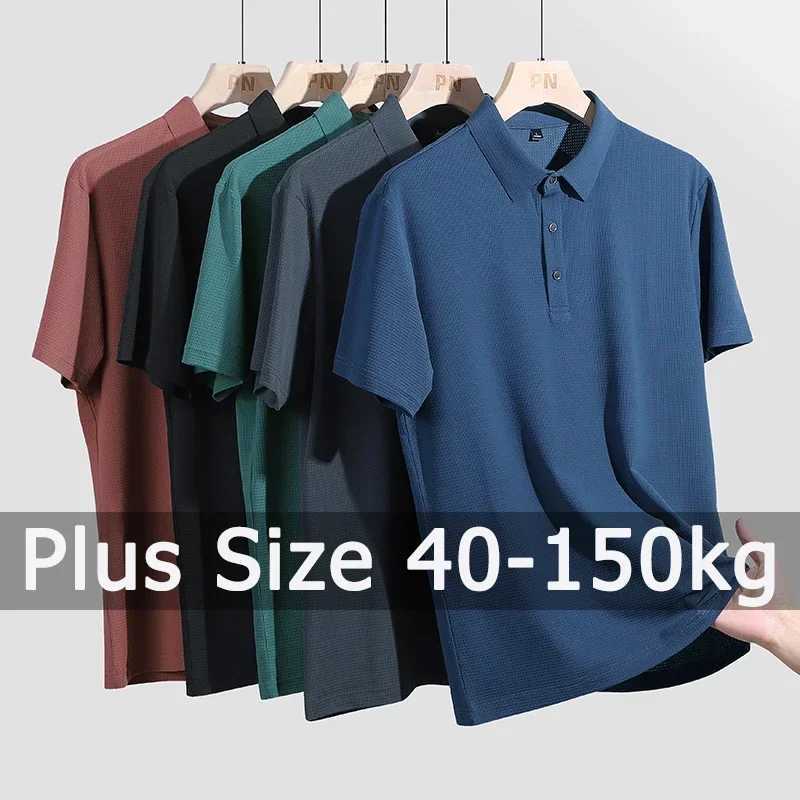 M-9XL Summer Polo Shirt Mens Plus Size 45-50kg Short Sleeve Plain Casual Loose Top Mens Clothing Polo Shirt W241223