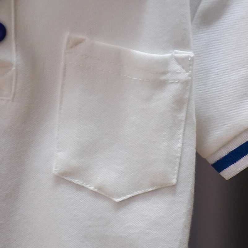 Summer Boys 2024 Korean Fashion Casual Sweatshirt with Absorbent Pocket Collar Pure White/Polo Shirt/2-7 Years Old W241223