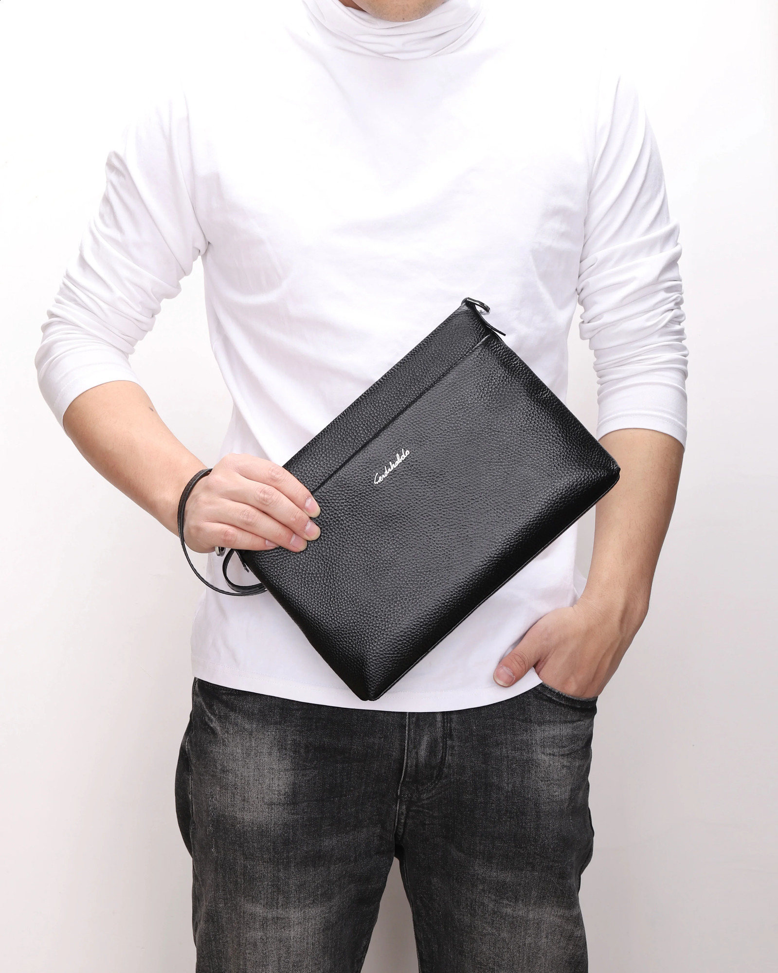 Genuine Leather Wallet For Men Male Real Cowhide Mens Long Zipper Slim Clutch Wallets Purse With Card Holder Phone Bag Mochila 241224