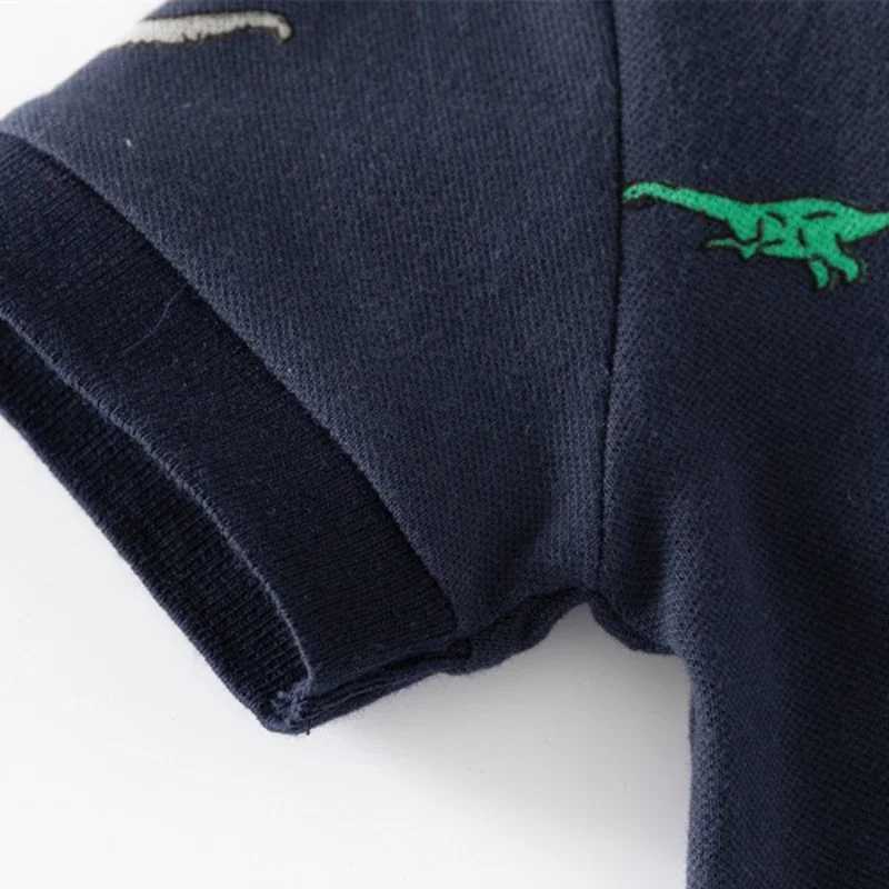 Summer boys short sleeved T-shirt childrens polo shirt dinosaur print smooth and breathable cotton 2 colors 3-8 years old W241223