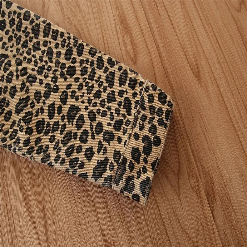 Samgamibaby Girls Spring Jacket in Leopard Print and Single Breasted Style for Fashionable Looks Baby Girl Coat 241223