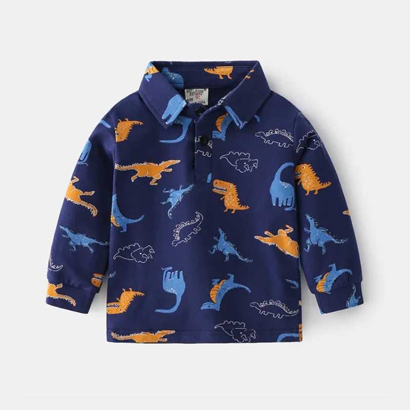 Spring and Autumn boys long sleeved casual breathable cotton printed T-shirt childrens colorful cube polo shirt top age 2-7 years old W241223