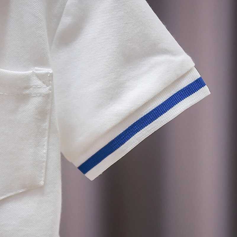 Summer Boys 2024 Korean Fashion Casual Sweatshirt with Absorbent Pocket Collar Pure White/Polo Shirt/2-7 Years Old W241223