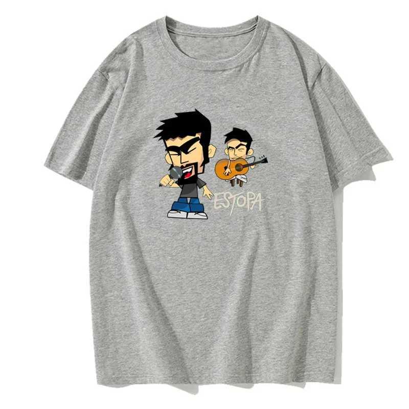 Summer casual fashion mens Fun Estopa printed T-shirt simple short sleeved round neck European size cotton summer top W241223