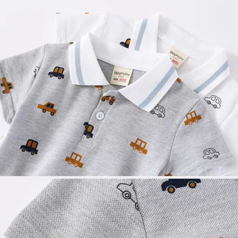 New childrens short sleeved T-shirt boys car printed polo shirt summer fashion breathable cotton 3-8 years old 2 colors W241223