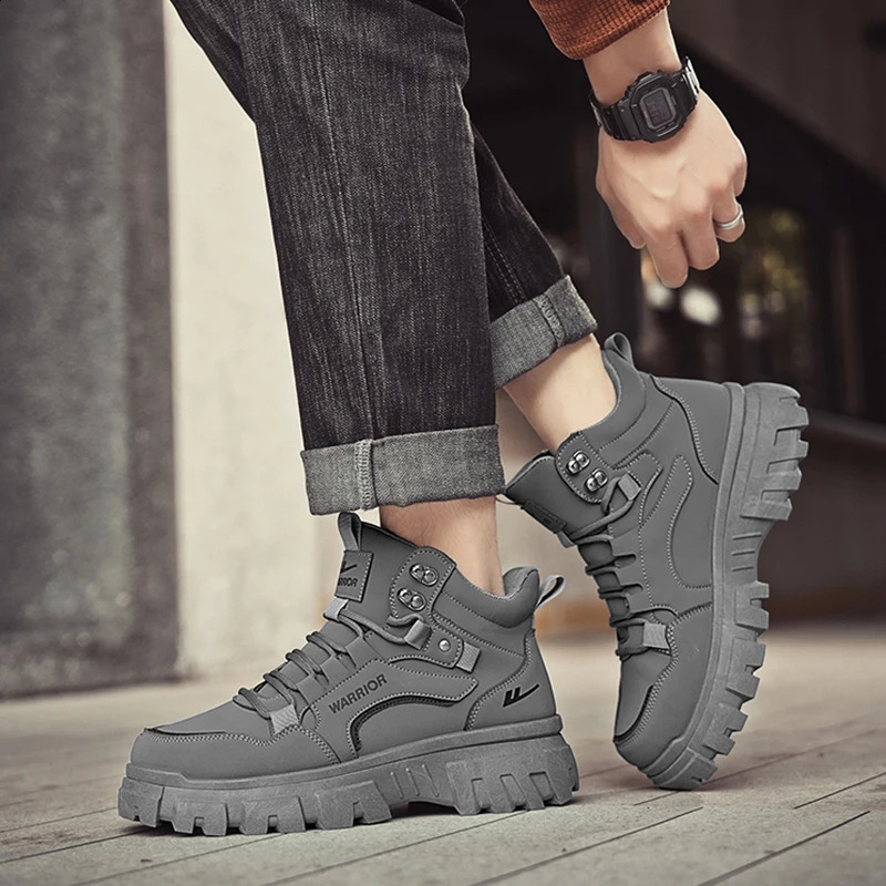 Warrior Original mens boots winter top platform mens safety shoes outdoor sports work clothes casual leather boots 241223