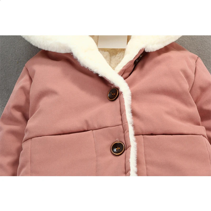 Cold Winter Baby Girls Jackets for Infants Thick Coats Girls Warm Hooded Velvet Jacket Children Outerwear 0-4 Y Toddler Snowsuit 241223