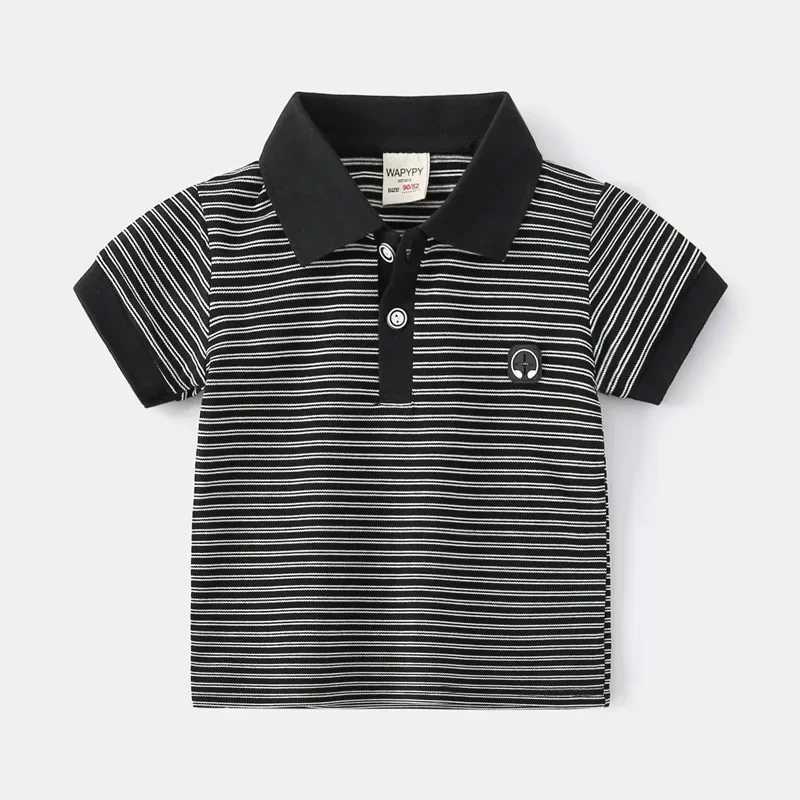 Summer boys short sleeved T-shirt childrens striped polo shirt sliding breathable cotton available in 2 colors age 3-8 W241223