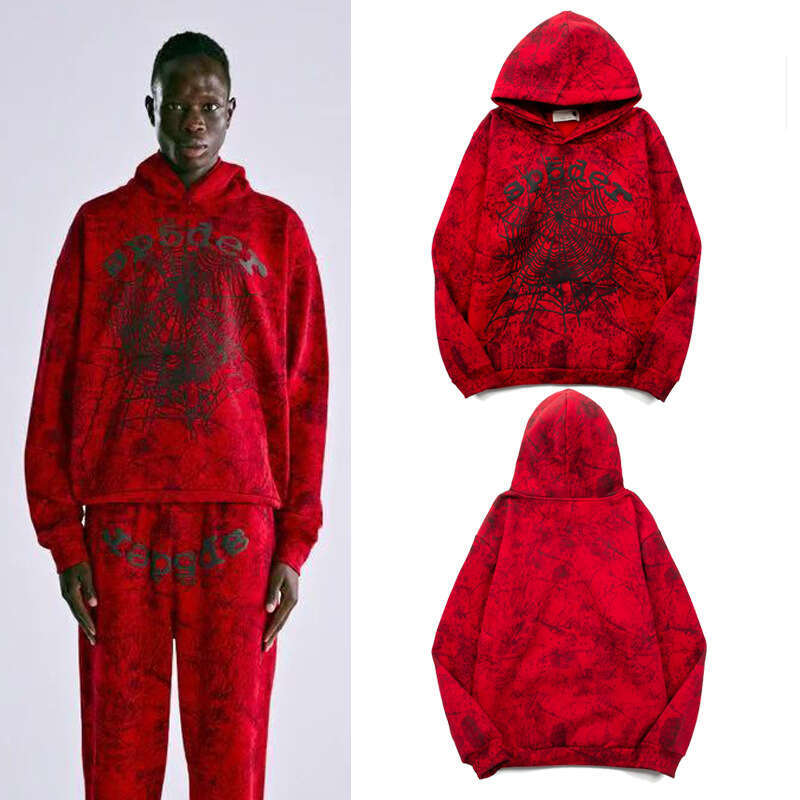 New autumn winter spider web foam letter splash print American men's and women's casual hooded sweatshirt trend
