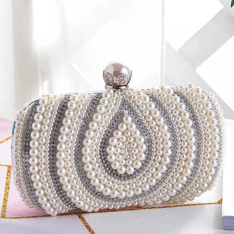 New Pearl Rhinestone Bag Clutch Bag Water Drop Embroidered Banquet Cheongsam Womens Bag Sweet Hand Messenger Bag 240920