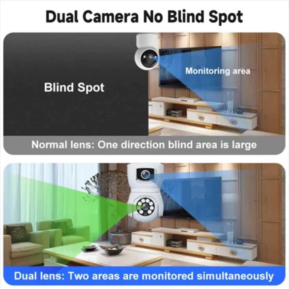E27 Bb WiFi Camera 4K 8MP Dual Lens Dual Sn Auto Tracking Two Way Au Color Night Vision Outdoor Security Camera v380pro Z241224