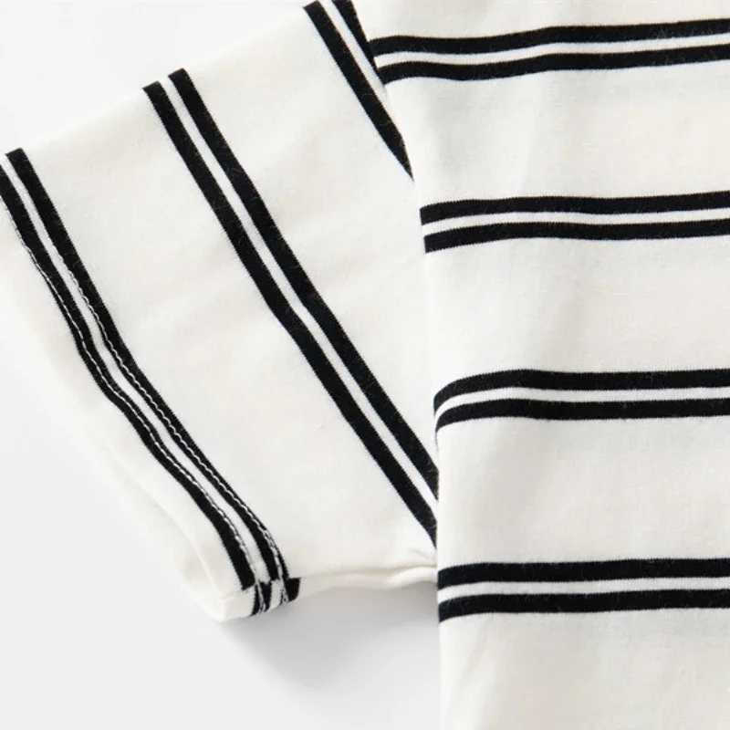 Summer new childrens short sleeved T-shirt boys embroidered striped polo shirt fashionable breathable cotton age 3-8 years old W241223