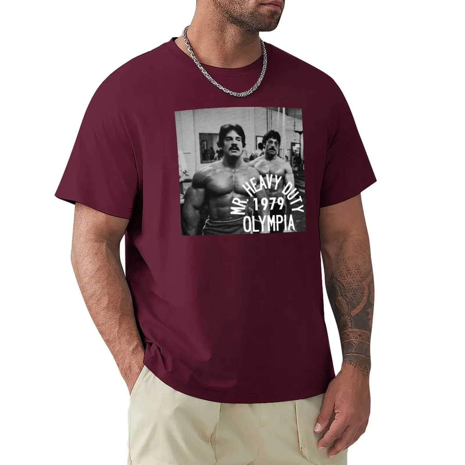 Cheap Street Anime Costume Arrives Round Mike Mentzer Heavy Poster T-shirt Mens Pure Cotton T-shirt W241223