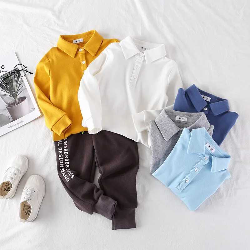 3-11y Childrens Polo Shirt Spring and Autumn Boys and Girls Top T-shirt Long Sleeve Solid Color Fashion Breathable Childrens Clothing H5-1 W241223