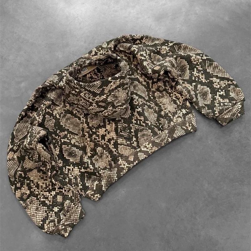 Streetwear Python Graphic Pullover Hoodie Harajuku Gothic Oversized Sweatshirt Y2K Mens Womens Retro Autumn Winter Clothing 241223