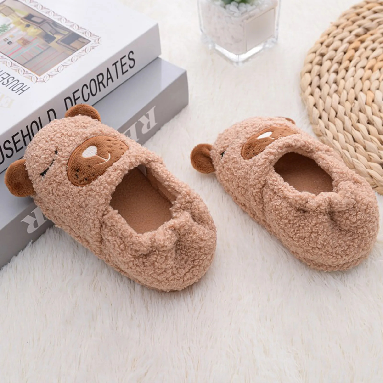 Winter Unicorn Slippers Kids Toddler Flip Flops Baby Boy Girl Fur Slides Cotton Indoor Shoes Warm Fluffy House Children Slippers 241223