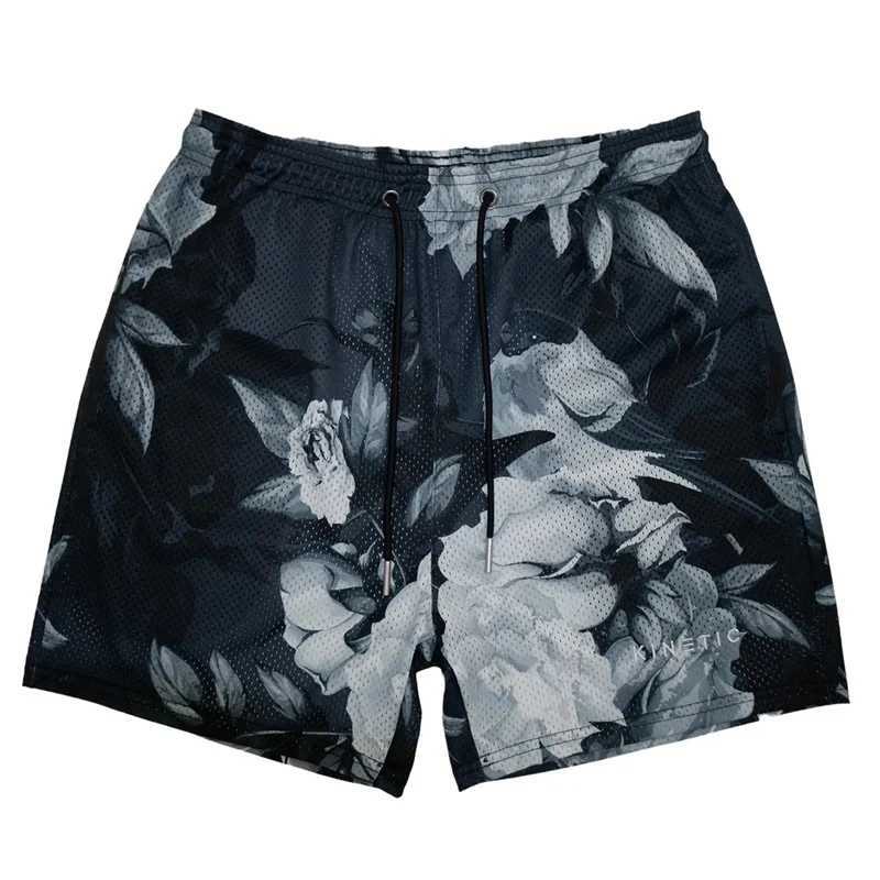 Summer New Shorts Rose Design Casual Shorts Street Hip Hop Fitness Polyester Quick drying Breathable Embroidered Mens Shorts W241223