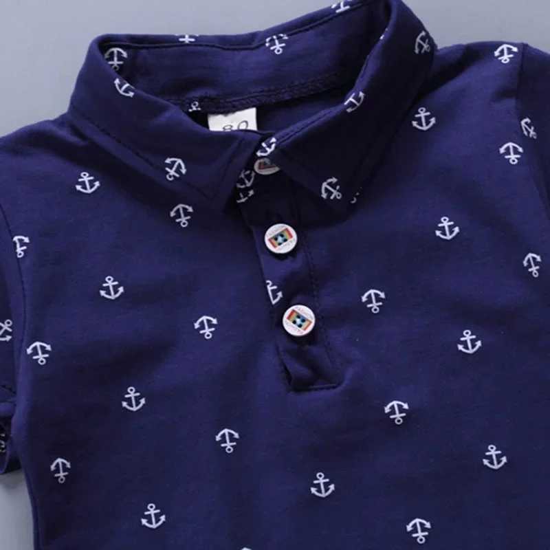 2024 Summer Shirt Baby Boys and Girls Short Sleeve Collar Clothing Childrens Cotton Printed Breathable Top Childrens Clothing 12M-5Y W241223