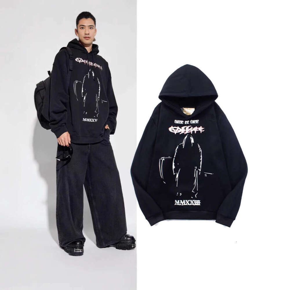 Meichao High Street VTM Hip Hop Trend Devil Print Men's and Women's Loose Hoodie Trendy Couple Style