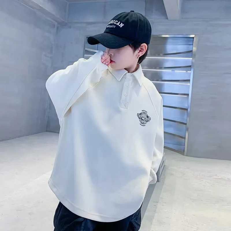 Spring and Autumn Childrens Long sleeved Boys Polo Shirt Cotton Polo Neck T-shirt Youth T-shirt 5 6 7 9 8 10 11 13 14 Years Old W241223