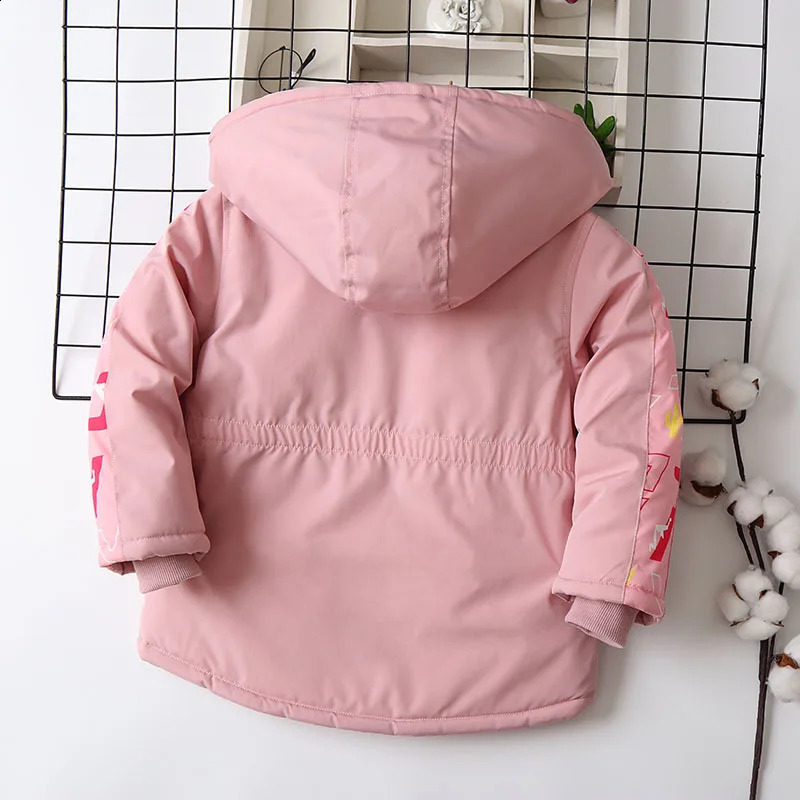Autumn Winter Children Girl Jacket Coat Waterproof Hooded Plus Velvet Warm Girl Outerwear 4-14 Year Kids Teenage Girl Parkas 241223
