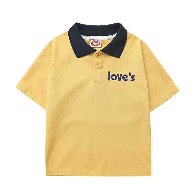 Childrens Summer Polo Shirt 2024 New Boys Short Sleeve Korean Edition Medium Large Childrens Top W241223