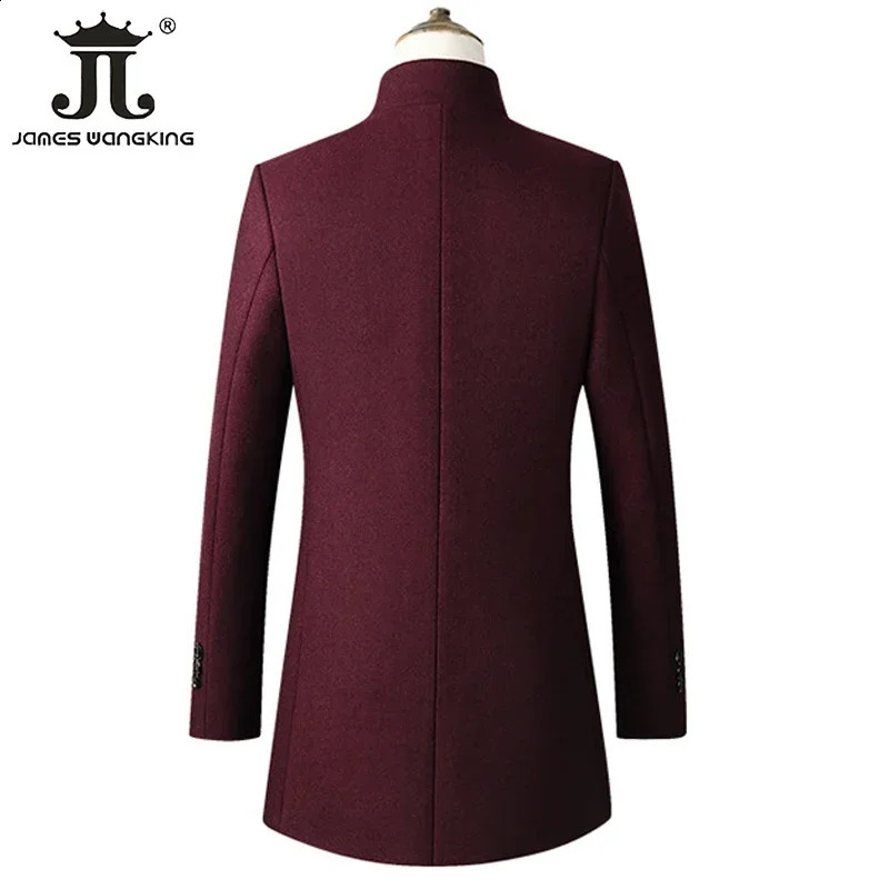 EUR Size SXXL Autumn Winter Thick Warm Standup Collar Woolen Men Coat Business Casual Slim CoatWoolen Jacket Male Windbreaker 241220