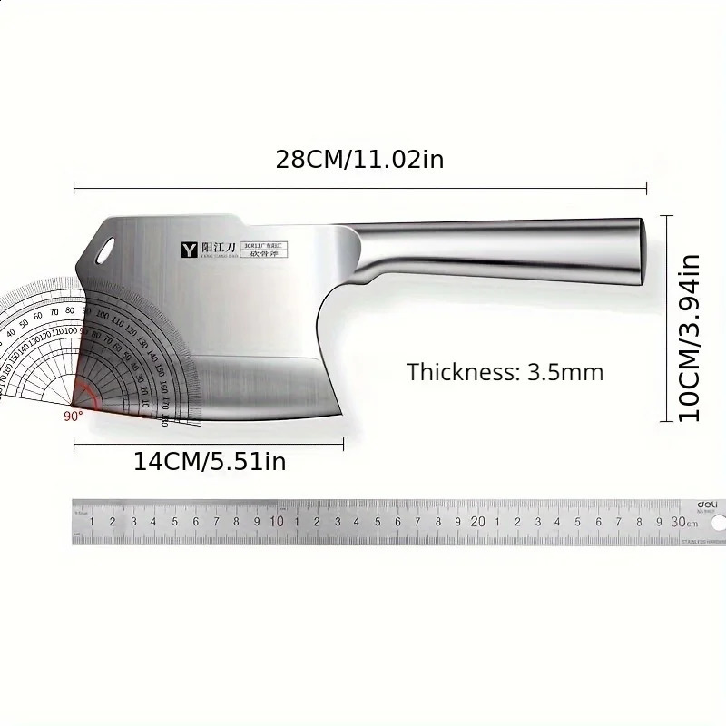 PLYS high hardness bone cutting knife all steel cutting turkey and rib kitchen knife commercial butcher knife 241224