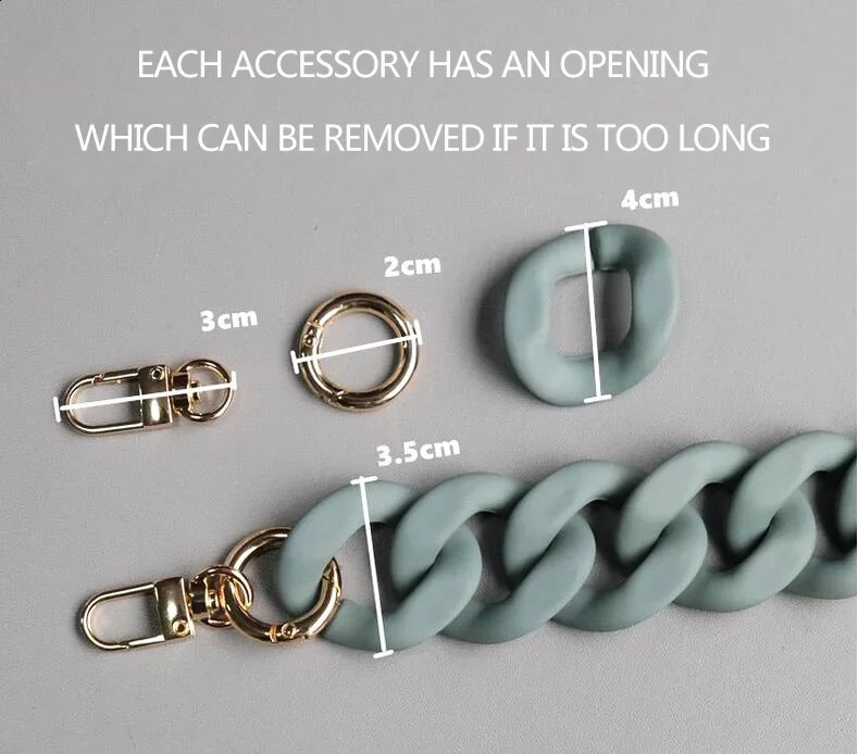 120cm Acrylic Strap Fashion Womens Handbag Accessories Acrylic Resin Matte Watch Strap Clutch Shoulder Bag 241223