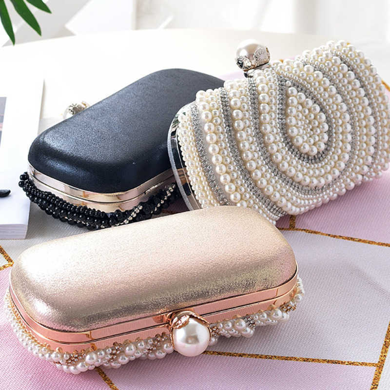 New Pearl Rhinestone Bag Clutch Bag Water Drop Embroidered Banquet Cheongsam Womens Bag Sweet Hand Messenger Bag 240920
