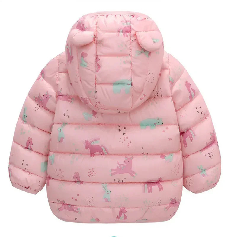 Winter Down Warm Jackets Autumn Baby Thin Hooded Cotton Coats Girls Boys Cute Solid Outerwear 2-6 Years 241223