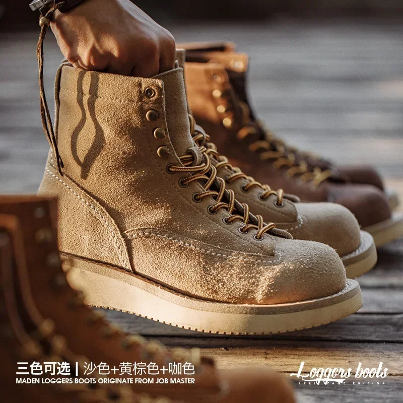 Maden winter ankle boots mens retro suede desert boots casual warm and safe shoes outdoor hiking combat shoes 241223